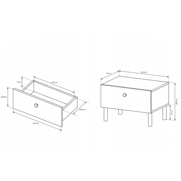Тумба приліжкова Eco 1S/56 — стильні меблі для вашої спальні