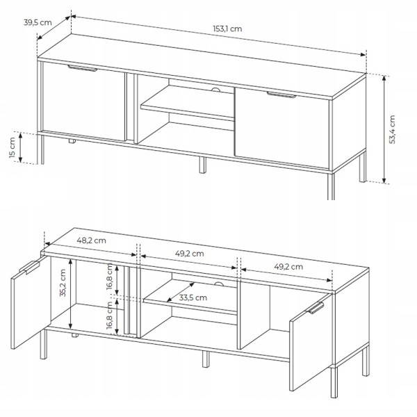 Тумба під телевізор Clars 2D/153 - стиль мінімалізм для вашої вітальні
