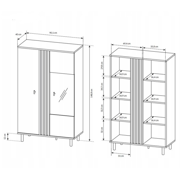 Вітрина низька Kadis 2D1W/90 для вашої вітальні