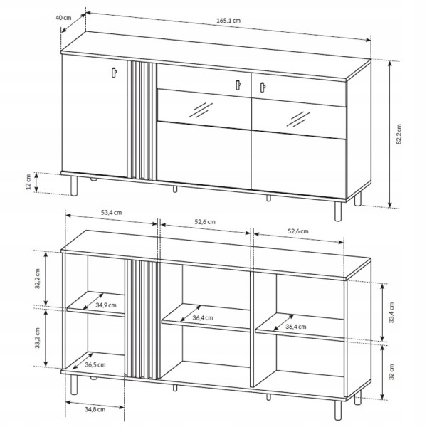 Комод з вітриною Kadis 3D2W/165 – стильний акцент для вашої вітальні