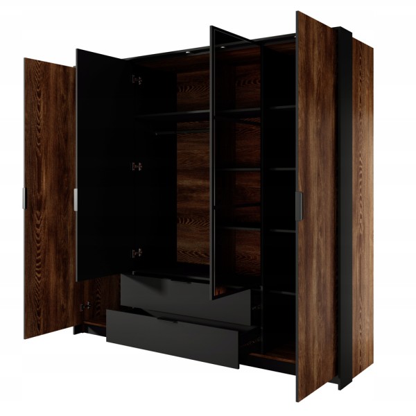 Шафа Hilton 4D2S/220 для спальні з дзеркалом та підсвічуванням