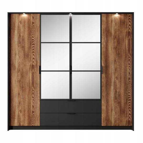 Шафа Hilton 4D2S/220 для спальні з дзеркалом та підсвічуванням