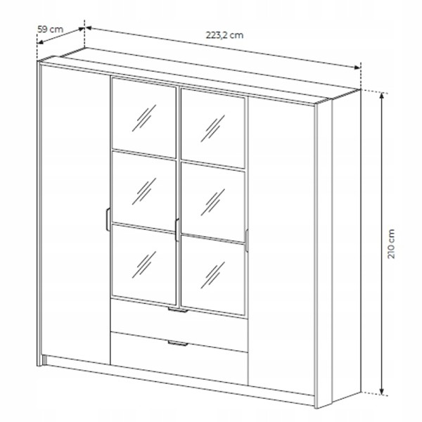 Шафа Hilton 4D2S/220 для спальні з дзеркалом та підсвічуванням