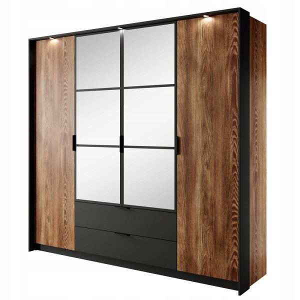 Шафа Hilton 4D2S/220 для спальні з дзеркалом та підсвічуванням