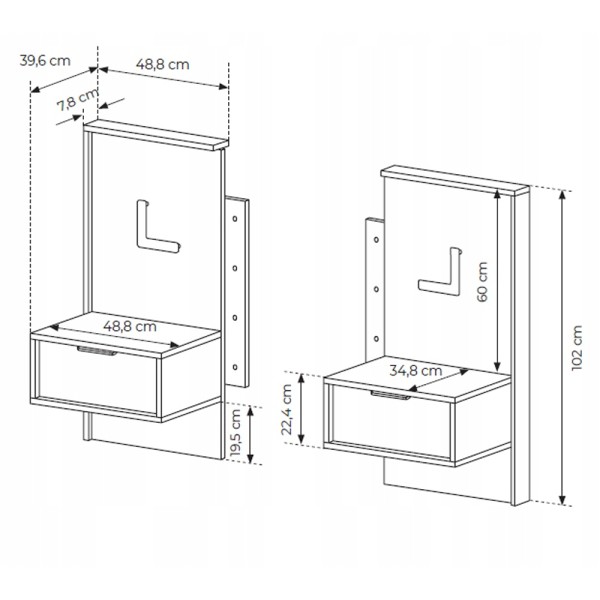 Тумба приліжкова Hilton 1S/49 з LED-підсвічуванням для спальні