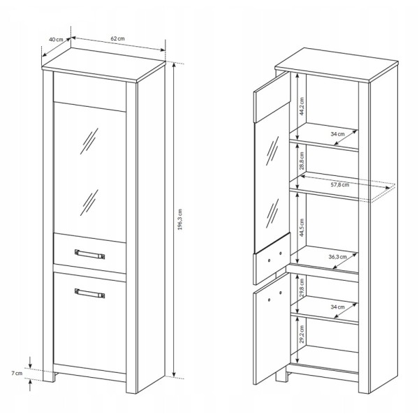 Вітрина висока Grand 2D1W/62