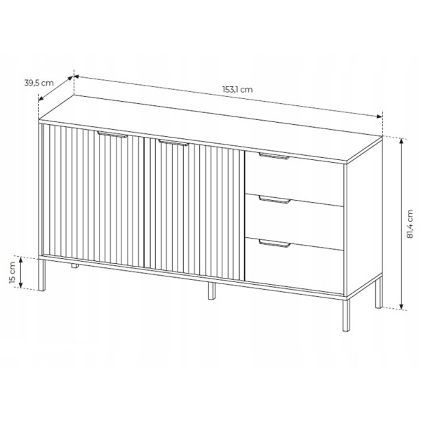 Комод Rock 2D3S/153 - Сучасний комод для вашого інтер'єру