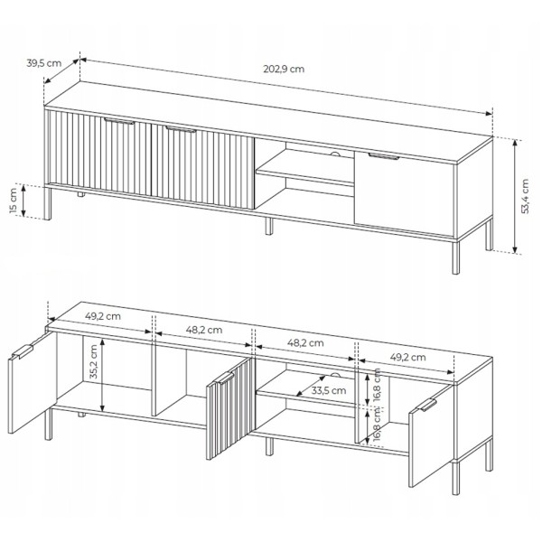 Тумба під телевізор Rock 3D/203 — Сучасний стиль для вашої вітальні