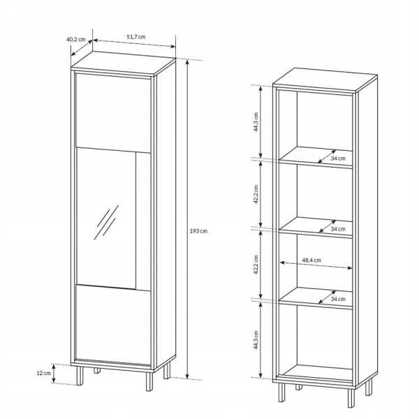 Вітрина висока Next 1D1W/52 — стильна меблі для вашої вітальні