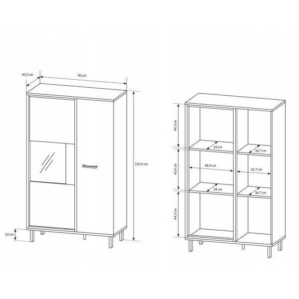 Вітрина висока Next 2D1W/90 – Стиль для вашої вітальні