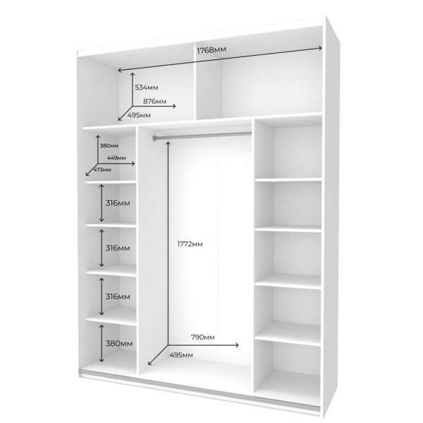 Шафа-купе G-Caiser 180 з двома дзеркалами