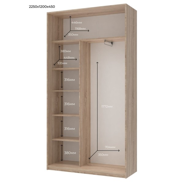 Шафа-купе Сіті Лайт 120 1 ДСП / 1 дзеркало