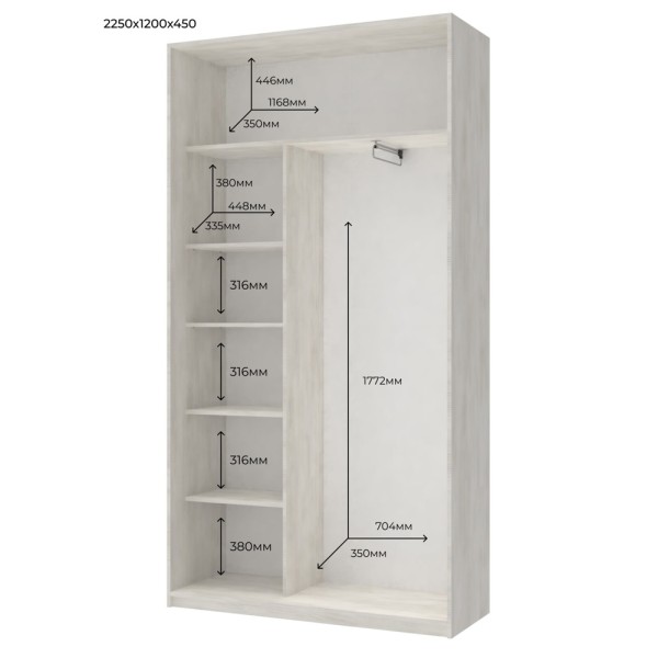 Шафа-купе Сіті Лайт 120 1 ДСП / 1 дзеркало