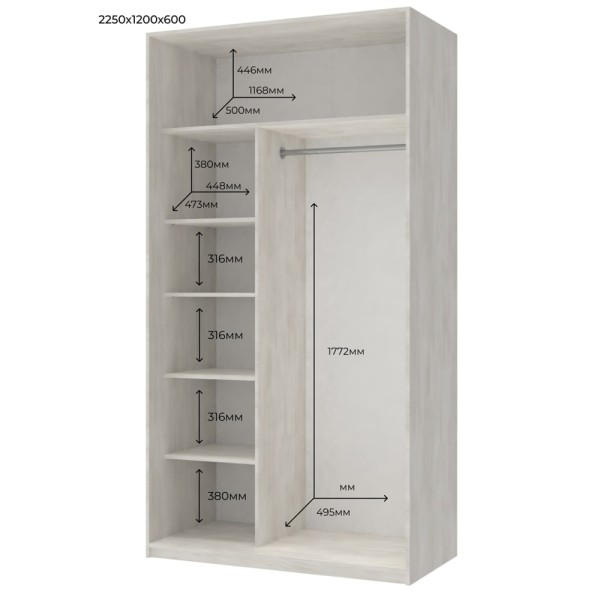 Шафа-купе Сіті Лайт 120 1 ДСП / 1 дзеркало