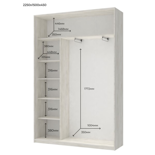 Шафа-купе Сіті Лайт 150 з дзеркалом для вашої спальні