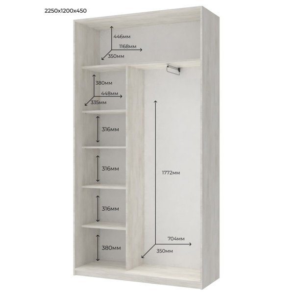 Шафа-купе Сіті Лайт 120 2 ДСП – Стиль і якість для вашої спальні