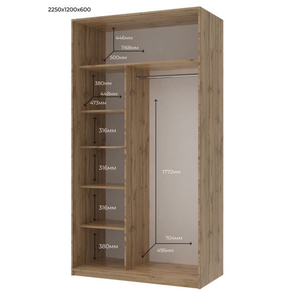 Шафа-купе Сіті Лайт 120 з двома дзеркалами