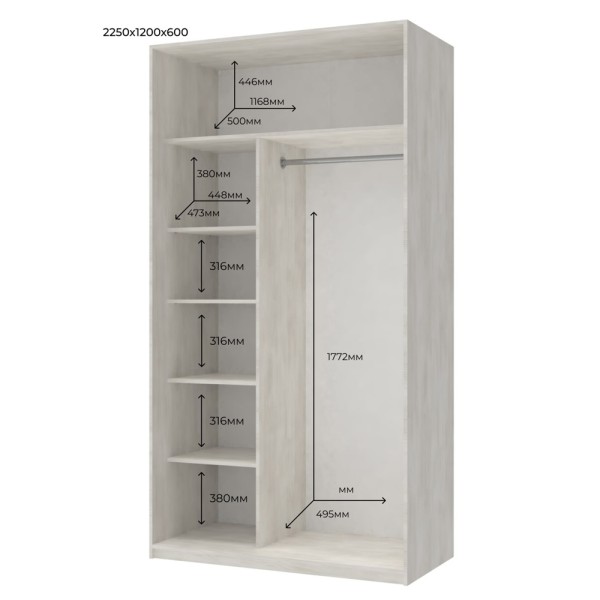 Шафа-купе Сіті Лайт 120 з двома дзеркалами