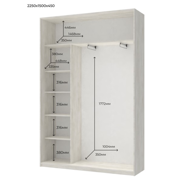 Шафа-купе Сіті Лайт 150 2 ДСП - стиль та функціональність для вашої спальні