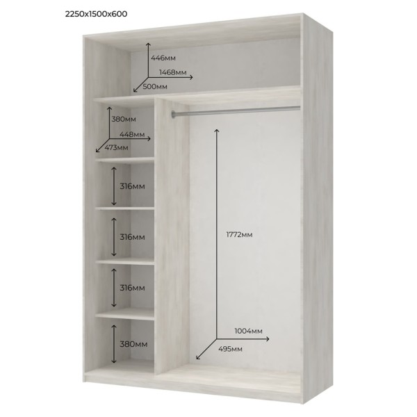 Шафа-купе Сіті Лайт 150 2 ДСП - стиль та функціональність для вашої спальні