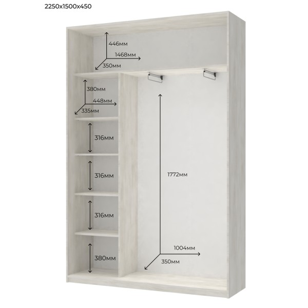 Шафа-купе Сіті Лайт 150 2 дзеркала