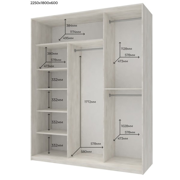 Шафа-купе Сіті Лайт 180 1 ДСП / 2 дзеркала для вашої спальні