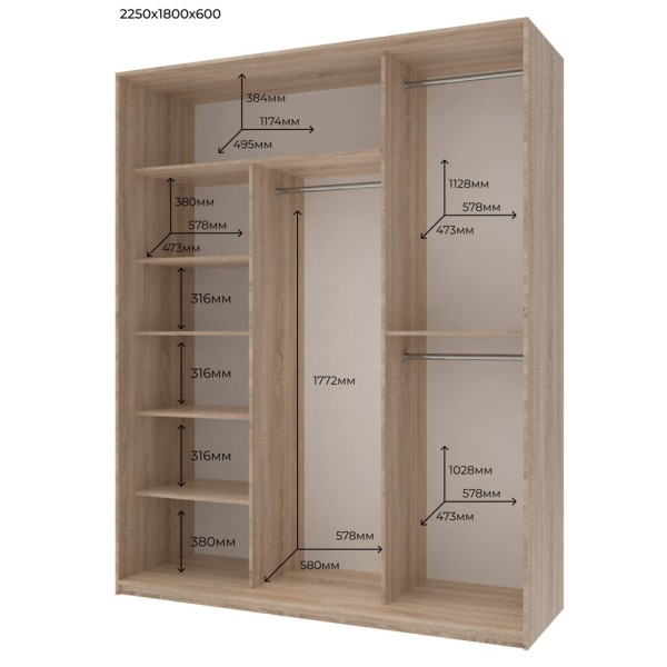 Шафа-купе Сіті Лайт 180 2 ДСП / 1 дзеркало – для стильного інтер'єру спальні