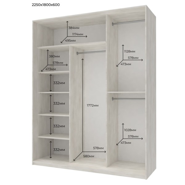 Шафа-купе Сіті Лайт 180 2 ДСП / 1 дзеркало – для стильного інтер'єру спальні