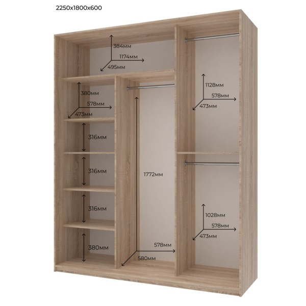 Шафа-купе Сіті Лайт 180 3 ДСП