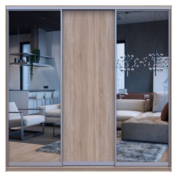 Шафа-купе Сіті Лайт 225 1 ДСП / 2 дзеркала