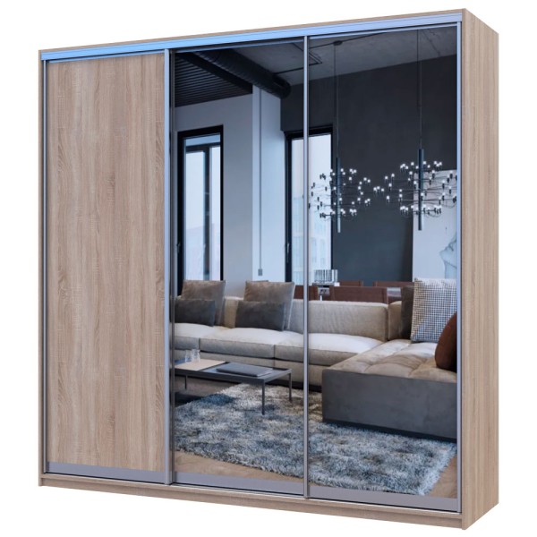 Шафа-купе Сіті Лайт 225 1 ДСП / 2 дзеркала