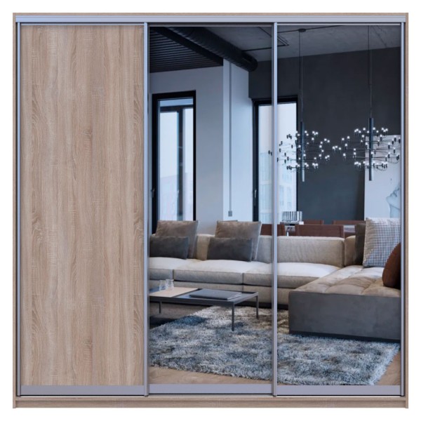 Шафа-купе Сіті Лайт 225 1 ДСП / 2 дзеркала