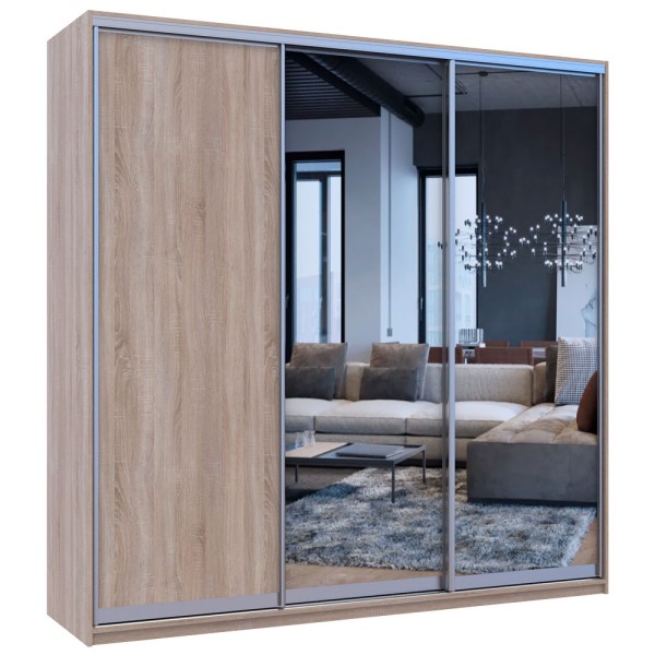 Шафа-купе Сіті Лайт 225 1 ДСП / 2 дзеркала