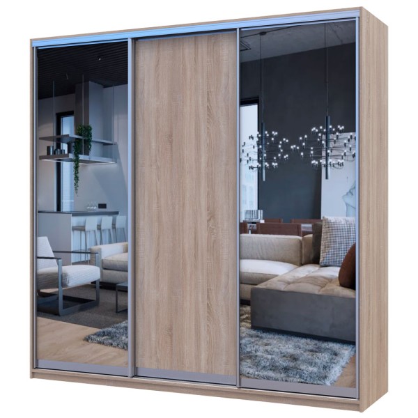 Шафа-купе Сіті Лайт 225 1 ДСП / 2 дзеркала