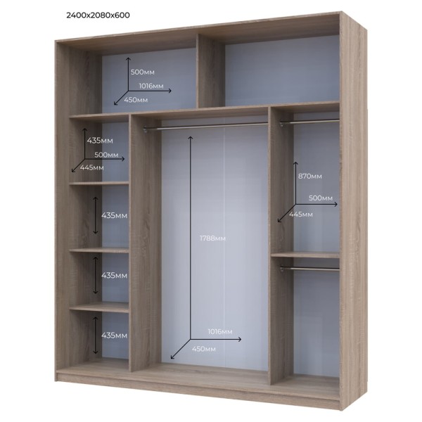 Шафа-купе Сіті 24 1 ДСП / 2 дзеркала для спальні