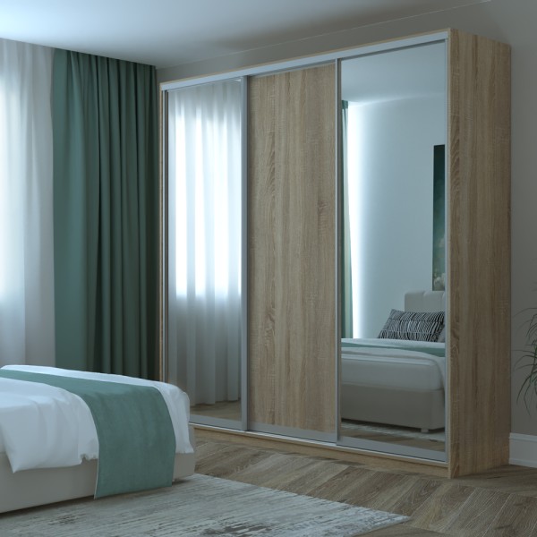 Шафа-купе Сіті 24 1 ДСП / 2 дзеркала для спальні