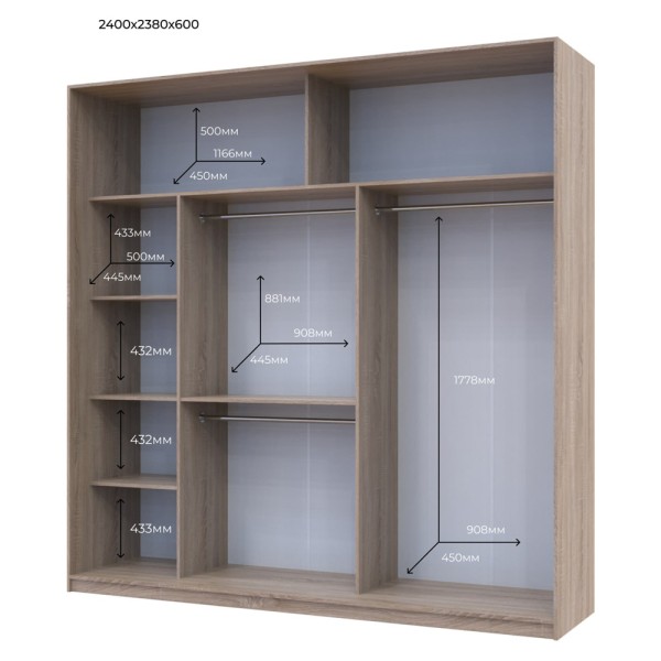 Шафа-купе Сіті 24 2 ДСП / 1 дзеркало