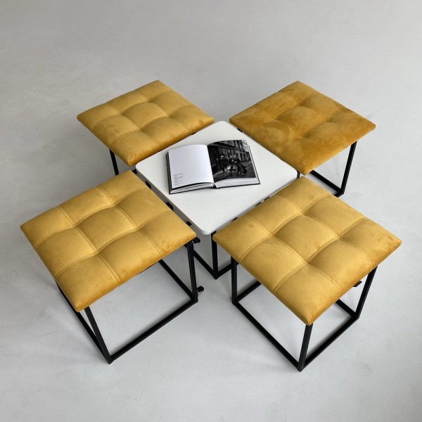 Пуф 5 в 1 зі столиком метал – універсальне рішення для дому