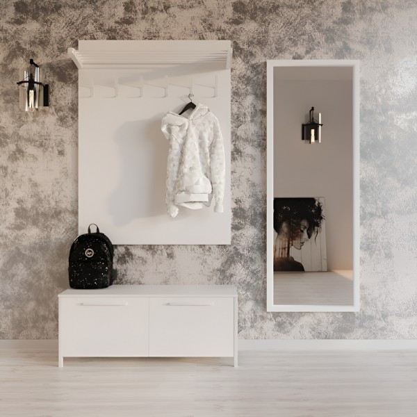 Тумба для взуття Сієста — білий метал