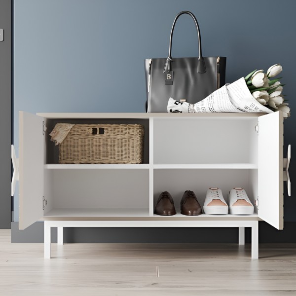 Тумба для взуття Оксфорд білий метал — зручність та стиль для вашого передпокою