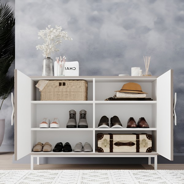 Тумба для взуття Оксфорд 2 білий метал