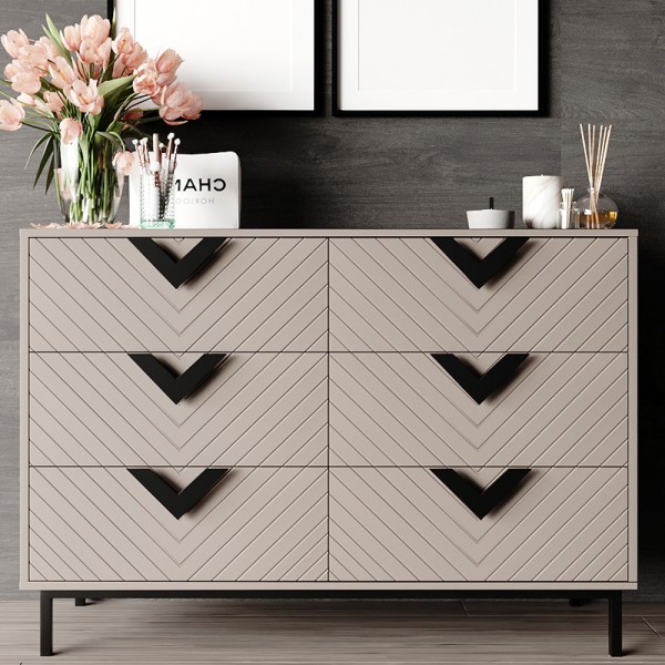 Комод Оксфорд 2 чорний метал для сучасної спальні