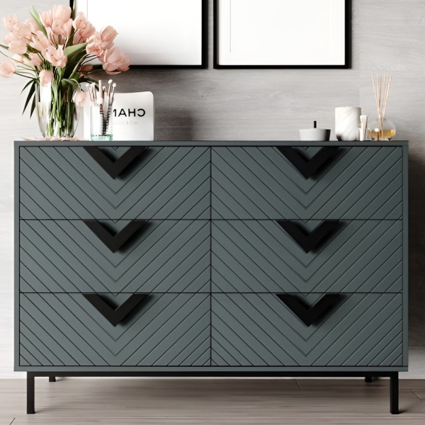 Комод Оксфорд 2 чорний метал для сучасної спальні
