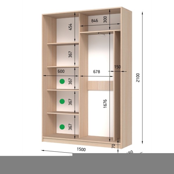 Шафа-купе E-line 2.1 ДСП 1500х450 – сучасна та практична