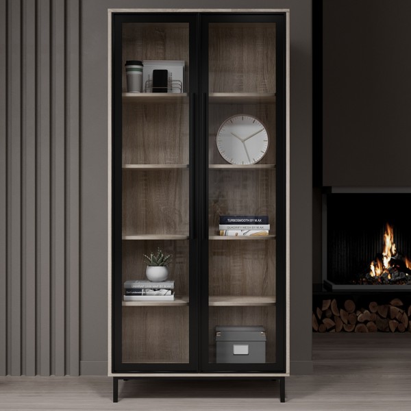 Шафа-вітрина Берлін чорний фасад — для стильного інтер'єру вашої вітальні