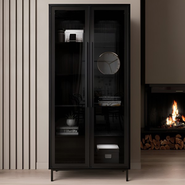 Шафа-вітрина Берлін чорний фасад — для стильного інтер'єру вашої вітальні