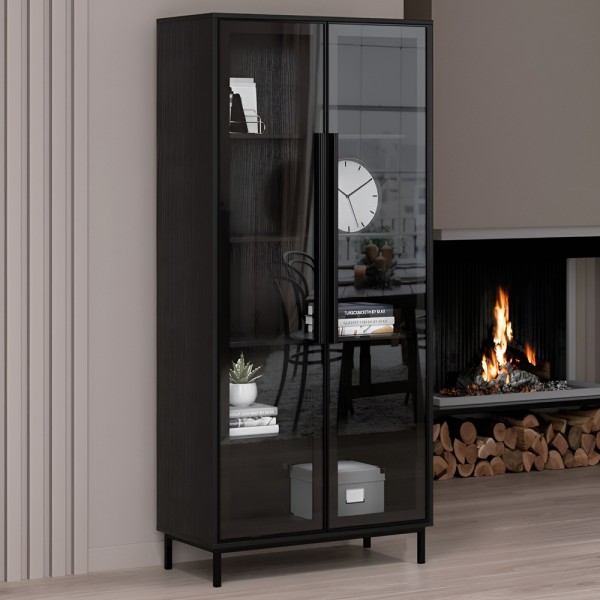 Шафа-вітрина Берлін чорний фасад — для стильного інтер'єру вашої вітальні