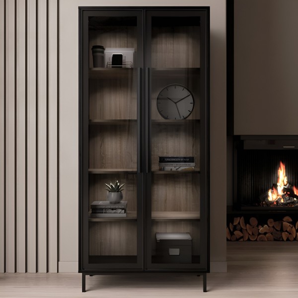 Шафа-вітрина Берлін чорний фасад — для стильного інтер'єру вашої вітальні