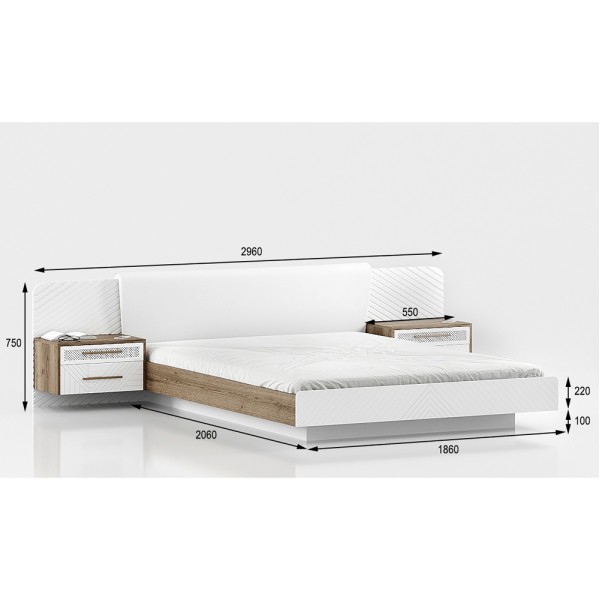 Ліжко з тумбами Бруклін 2 для стильного інтер'єру вашої спальні