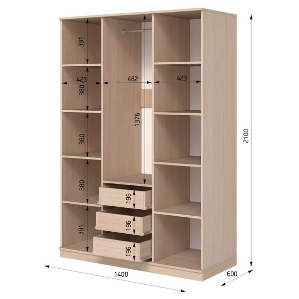 Шафа розпашна ШР 7 E-line 1400 мм для спальні та передпокою